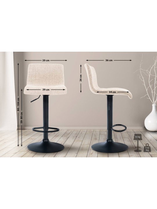 Tabouret de bar Hoover tissu B, crème