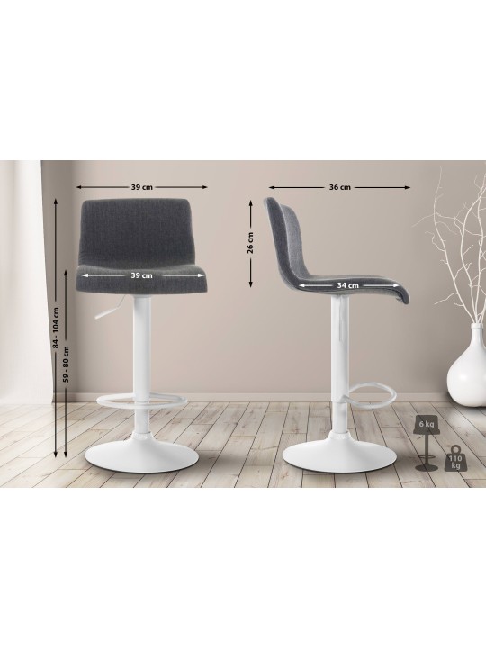 Tabouret de bar Hoover tissu W, gris foncé Tabouret de bar Hoover tissu W, gris foncé