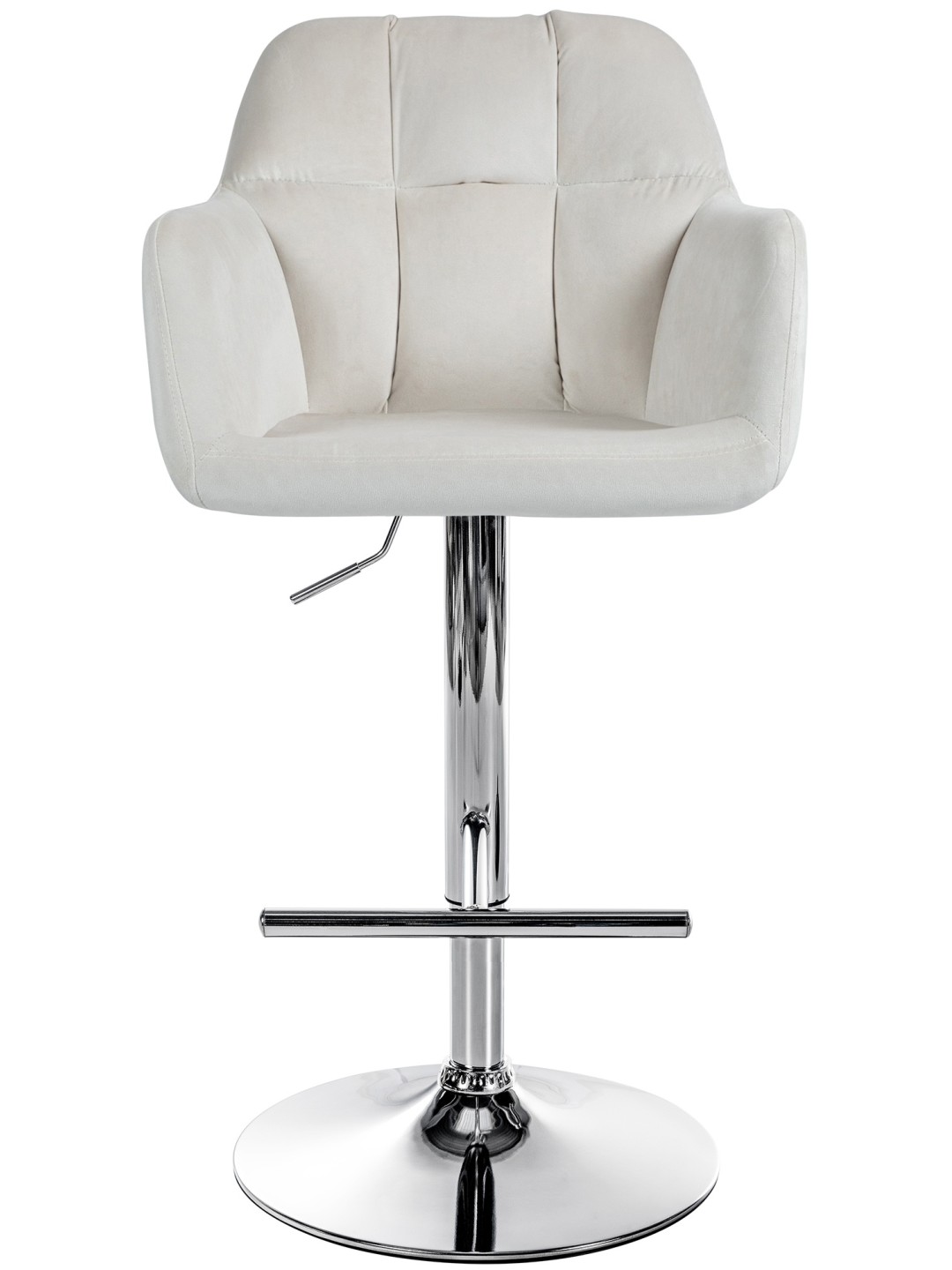 Tabouret de bar Natoma velours chrome, crème