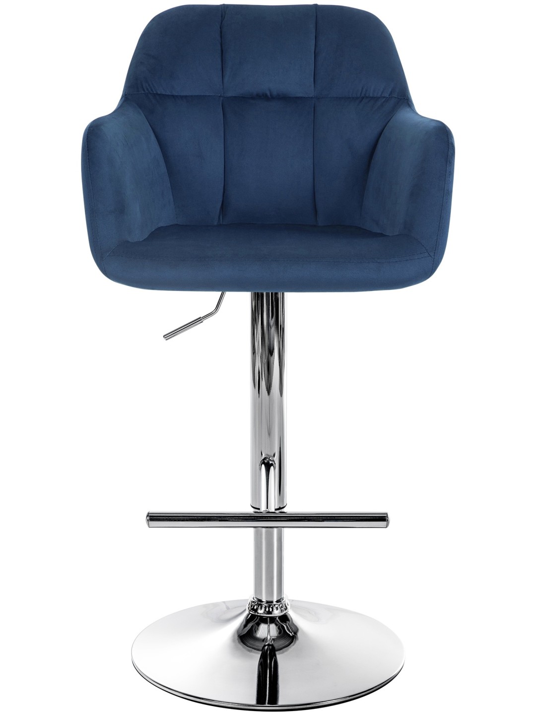 Tabouret de bar Natoma velours chrome, bleu