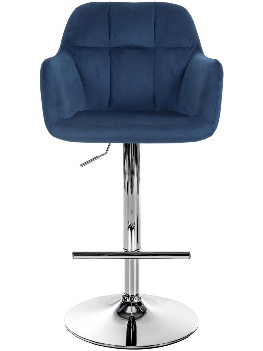 Tabouret de bar Natoma velours chrome, bleu Tabouret de bar Natoma velours chrome, bleu