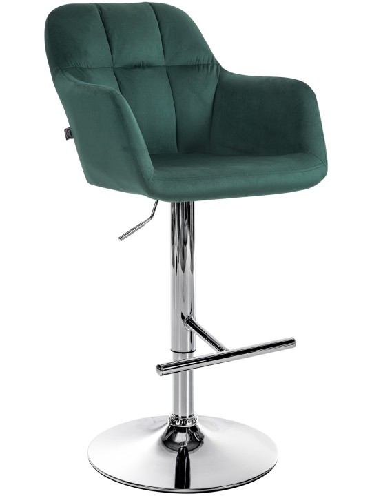 Tabouret de bar Natoma velours chrome, vert Tabouret de bar Natoma velours chrome, vert