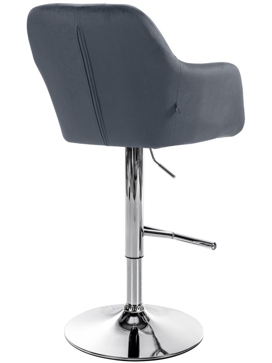 Tabouret de bar Natoma velours chrome, gris foncé