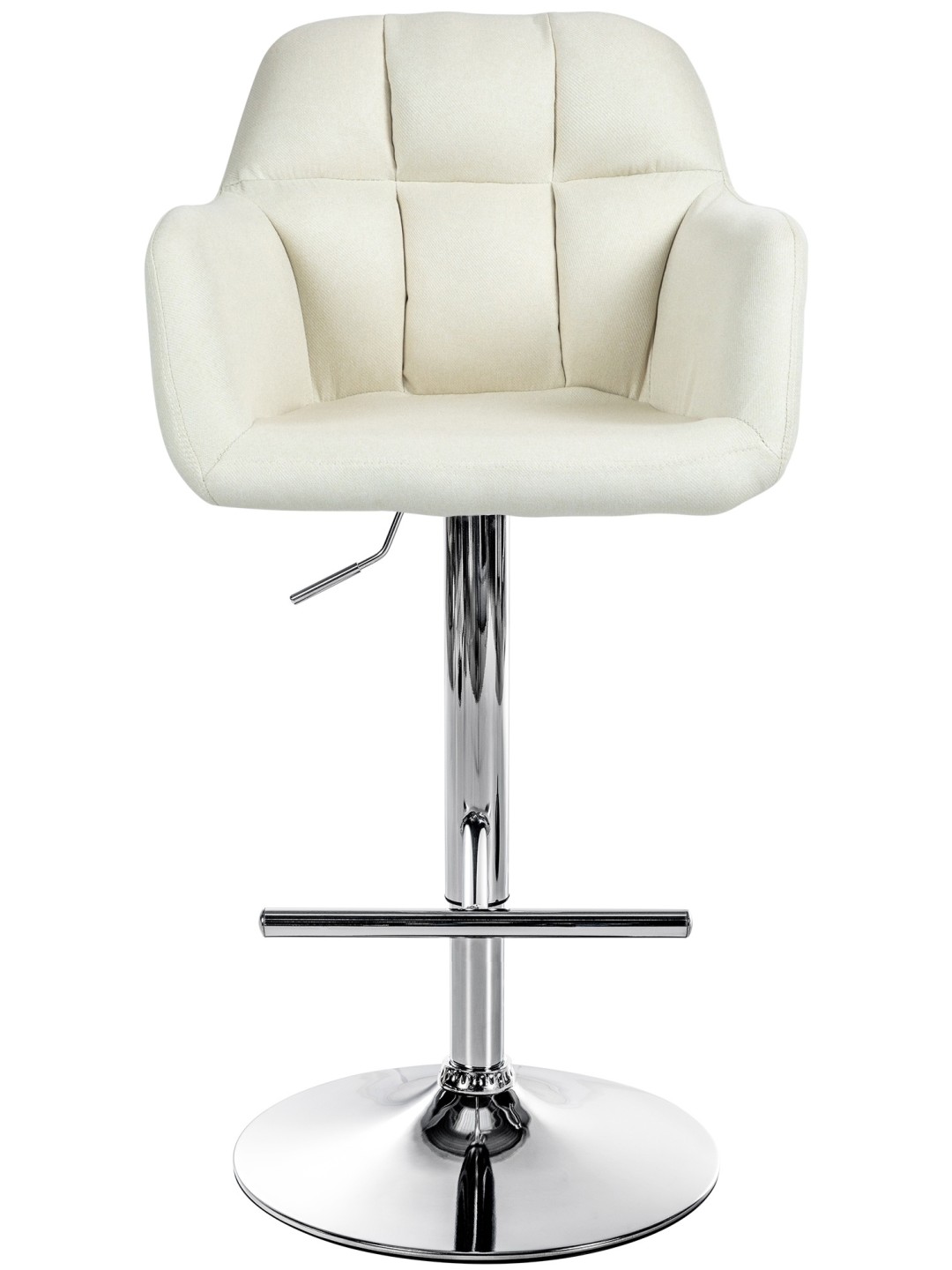 Tabouret de bar Natoma tissu chromé, crème