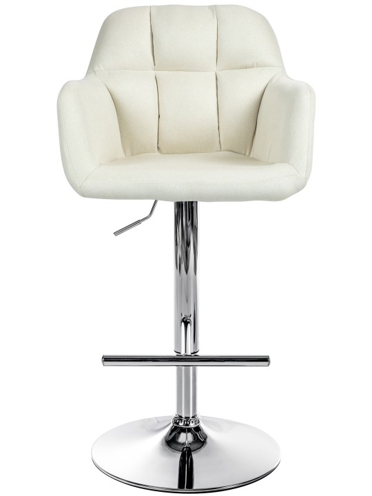 Tabouret de bar Natoma tissu chromé, crème