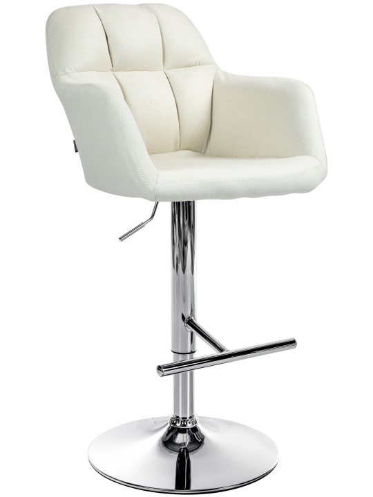 Tabouret de bar Natoma tissu chromé, crème