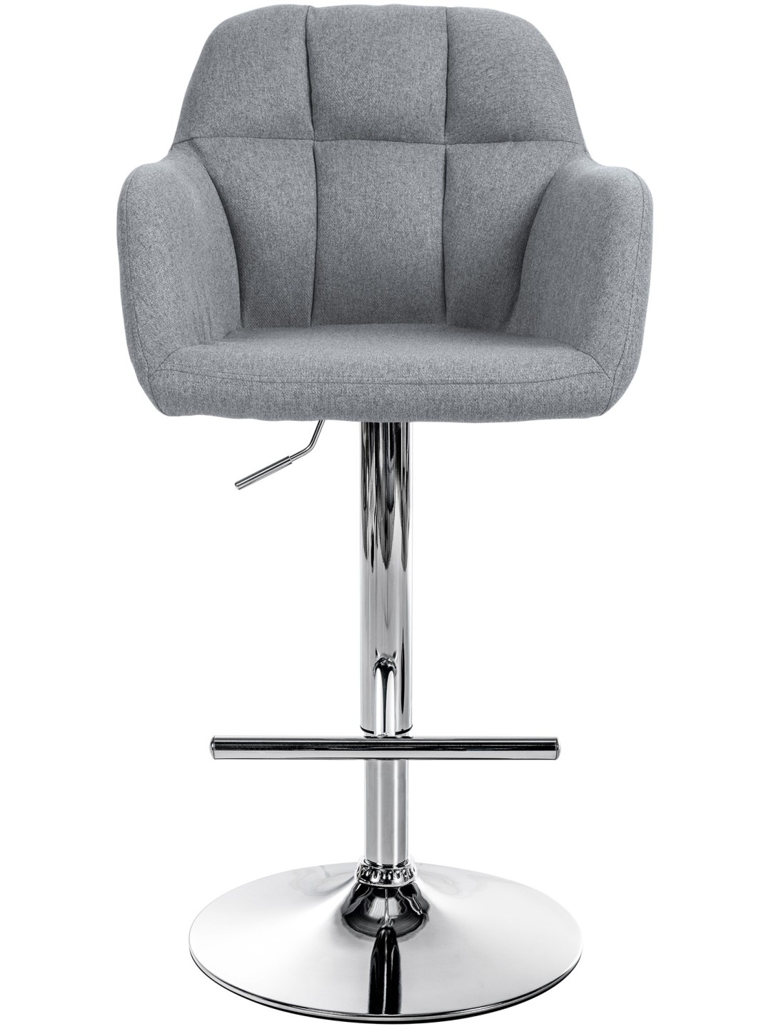 Tabouret de bar Natoma tissu chromé, gris