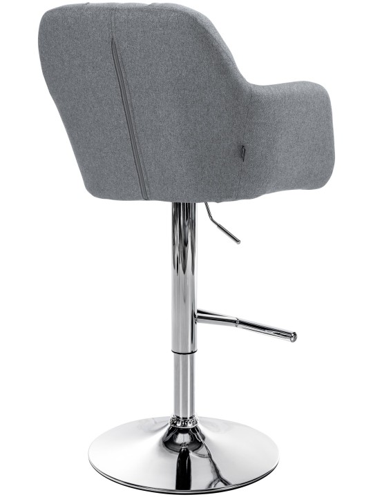 Tabouret de bar Natoma tissu chromé, gris