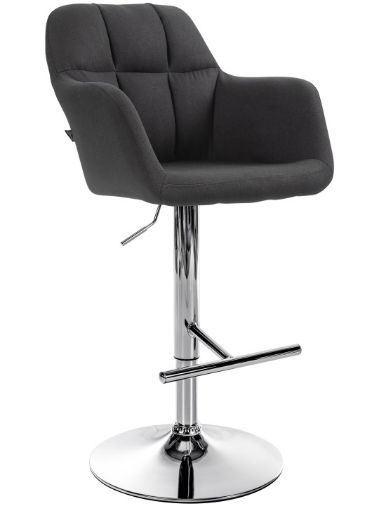 Tabouret de bar Natoma tissu chromé, noir