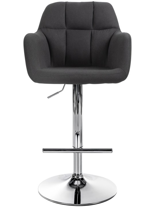 Tabouret de bar Natoma tissu chromé, noir