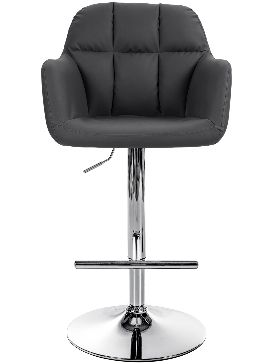 Tabouret de bar Natoma simili cuir chromé, noir