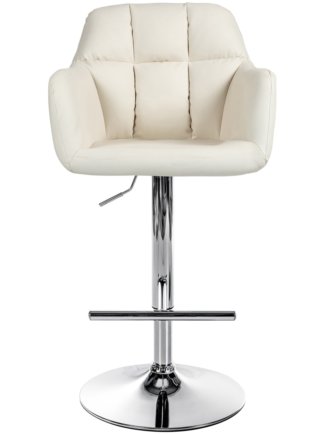 Tabouret de bar Natoma simili cuir chromé, crème