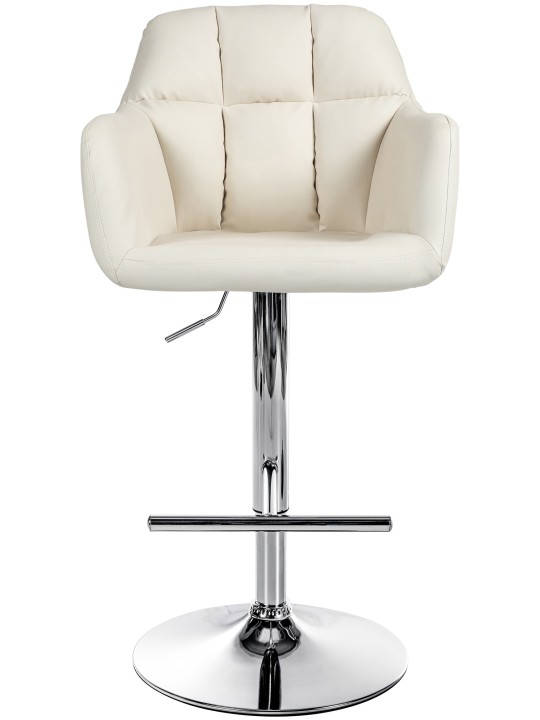 Tabouret de bar Natoma simili cuir chromé, crème