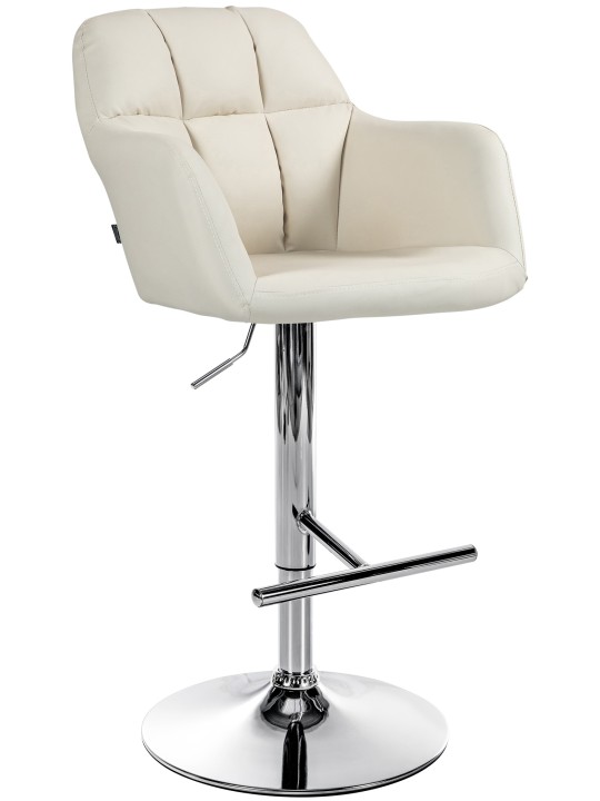 Tabouret de bar Natoma simili cuir chromé, crème