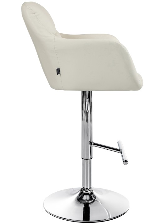 Tabouret de bar Natoma simili cuir chromé, crème