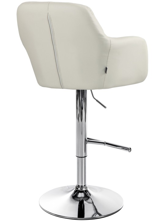 Tabouret de bar Natoma simili cuir chromé, crème