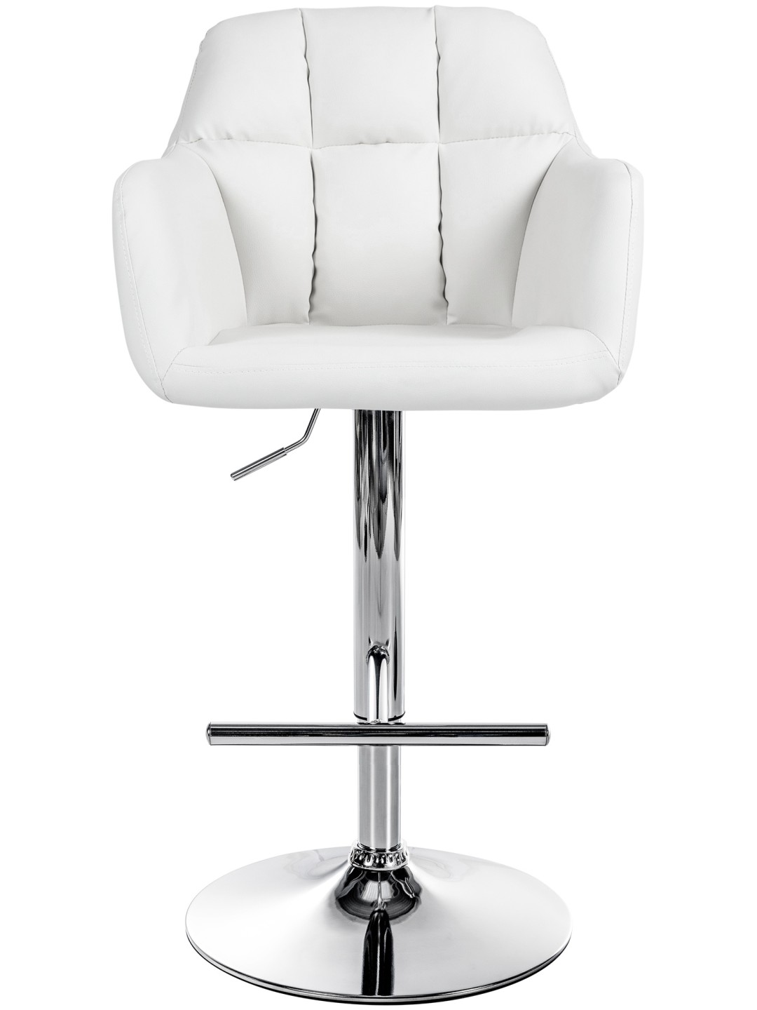 Tabouret de bar Natoma simili cuir chromé, blanc