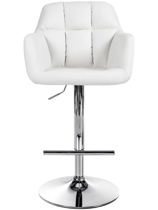 Tabouret de bar Natoma simili cuir chromé, blanc