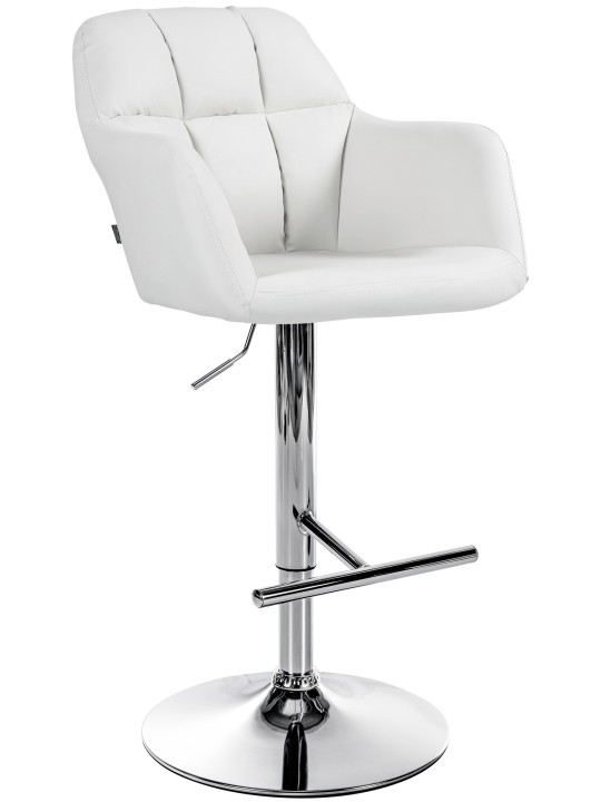 Tabouret de bar Natoma simili cuir chromé, blanc