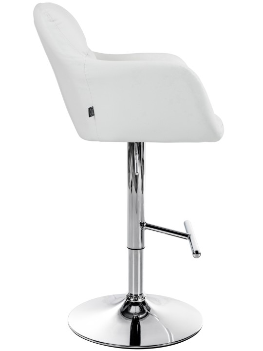 Tabouret de bar Natoma simili cuir chromé, blanc
