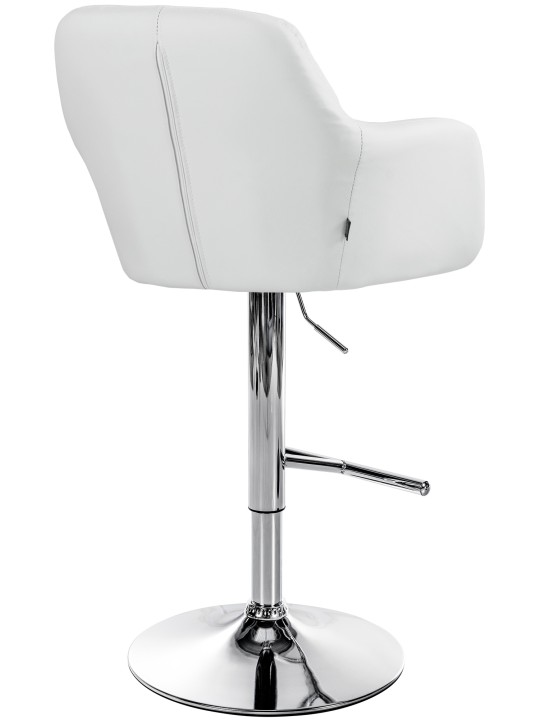 Tabouret de bar Natoma simili cuir chromé, blanc