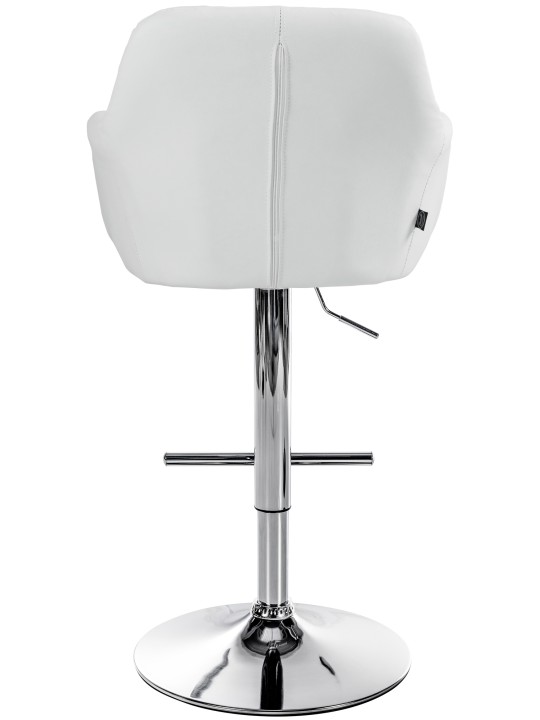 Tabouret de bar Natoma simili cuir chromé, blanc