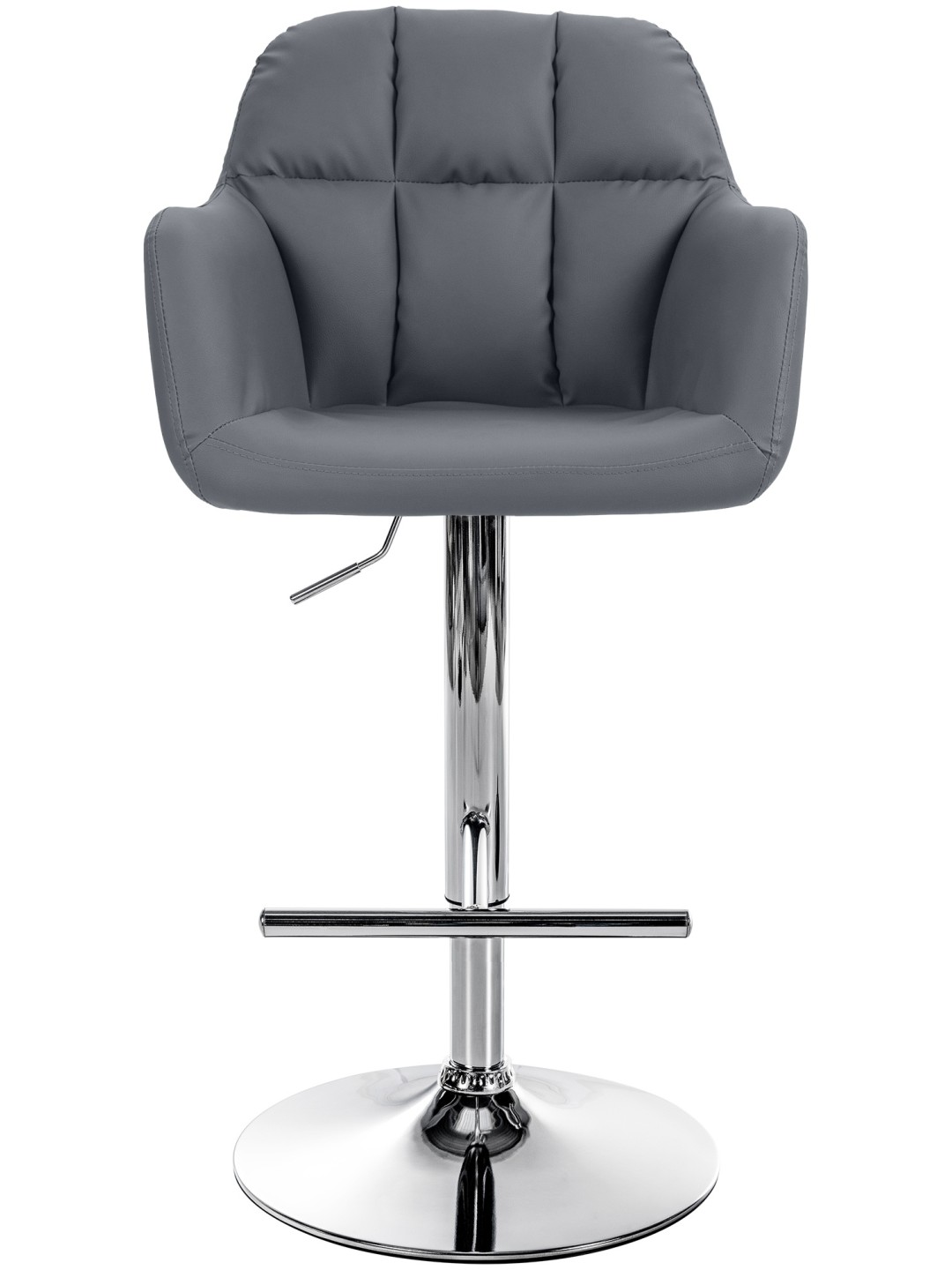 Tabouret de bar Natoma simili cuir chromé, gris