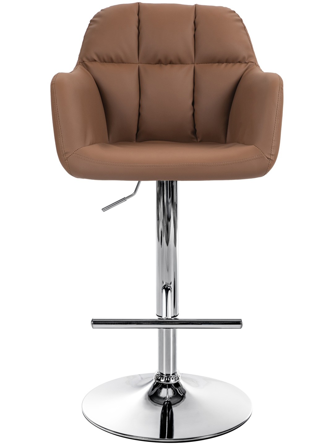 Tabouret de bar Natoma simili cuir chromé, brun clair