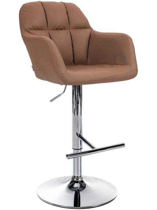 Tabouret de bar Natoma simili cuir chromé, brun clair Tabouret de bar Natoma simili cuir chromé, brun clair