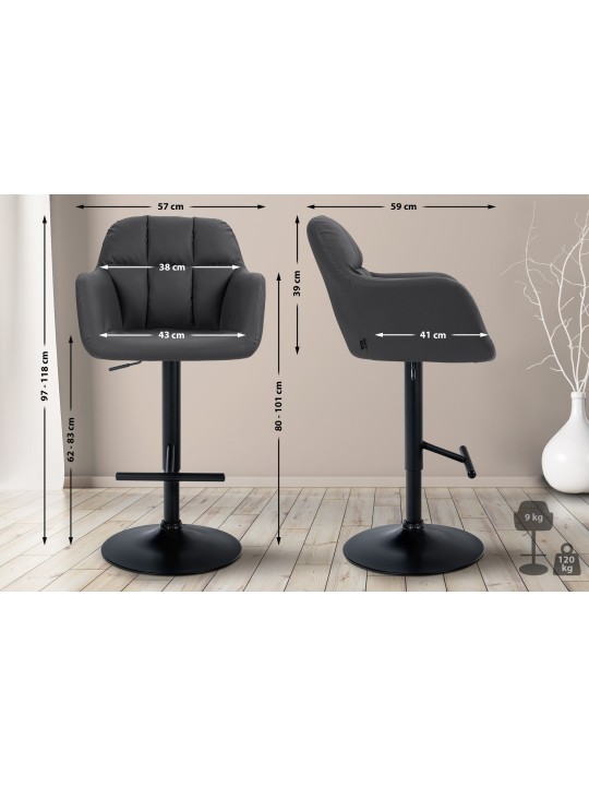 Tabouret de bar Natoma simili cuir, noir