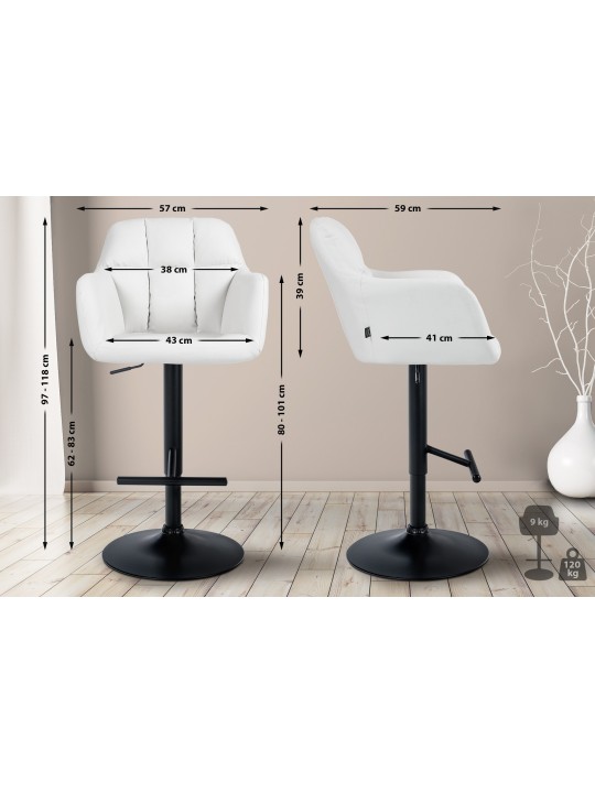 Tabouret de bar Natoma simili cuir, blanc