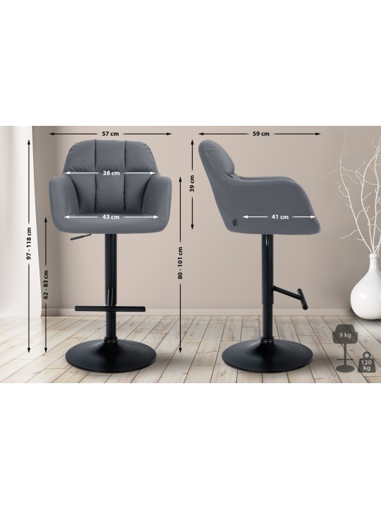 Tabouret de bar Natoma simili cuir, gris Tabouret de bar Natoma simili cuir, gris