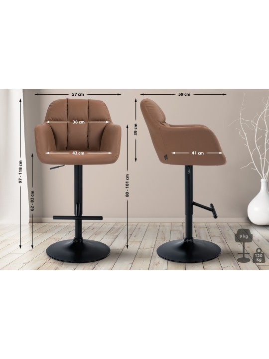 Tabouret de bar Natoma simili cuir, brun clair