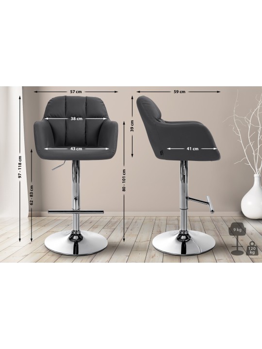 Tabouret de bar Natoma simili cuir chromé, noir Tabouret de bar Natoma simili cuir chromé, noir