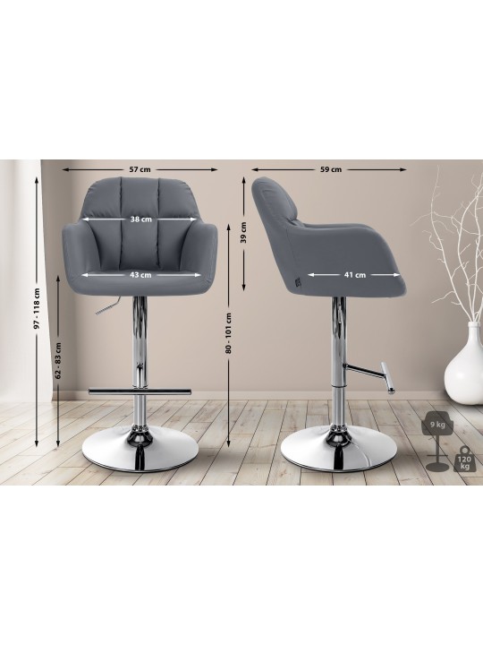 Tabouret de bar Natoma simili cuir chromé, gris Tabouret de bar Natoma simili cuir chromé, gris