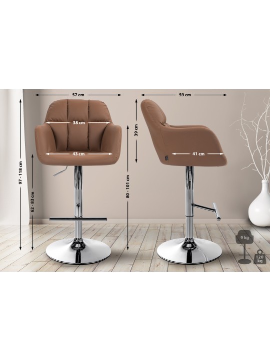 Tabouret de bar Natoma simili cuir chromé, brun clair Tabouret de bar Natoma simili cuir chromé, brun clair