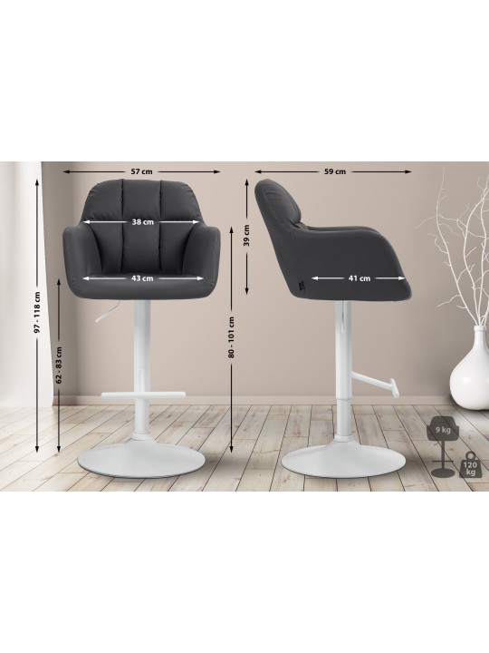 Tabouret de bar Natoma simili cuir, noir