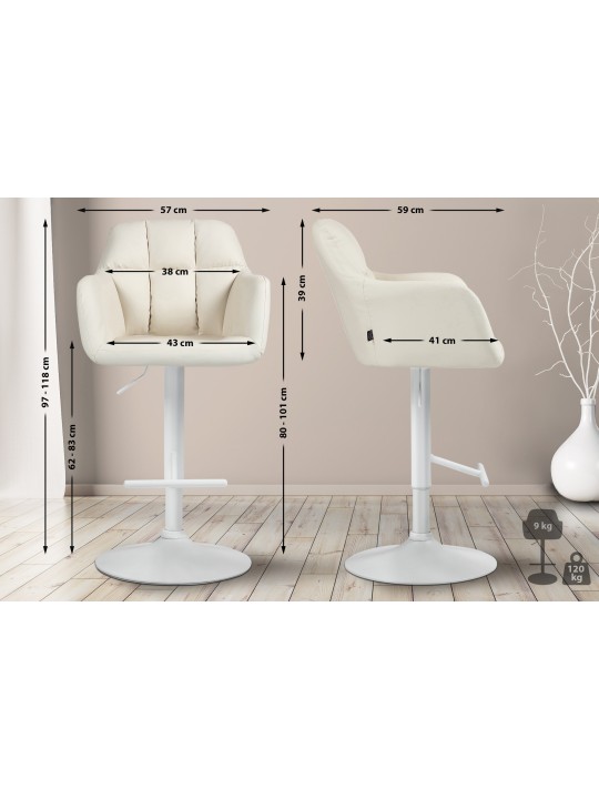 Tabouret de bar Natoma simili cuir, crème
