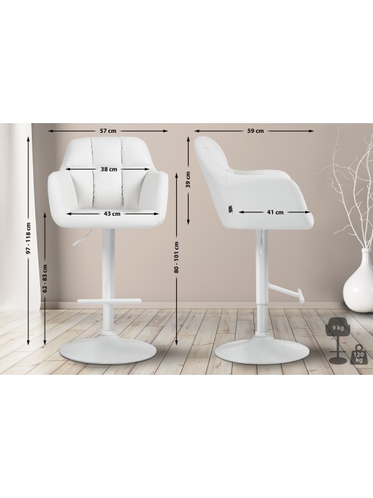 Tabouret de bar Natoma simili cuir, blanc