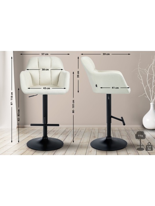 Tabouret de bar Natoma tissu, crème Tabouret de bar Natoma tissu, crème