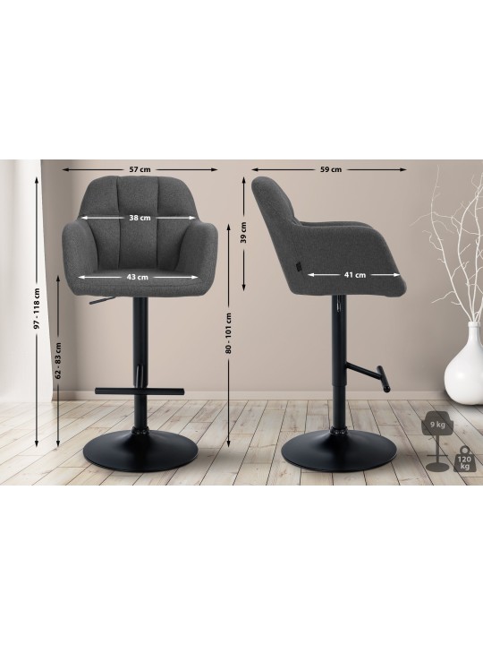 Tabouret de bar Natoma tissu, gris foncé Tabouret de bar Natoma tissu, gris foncé