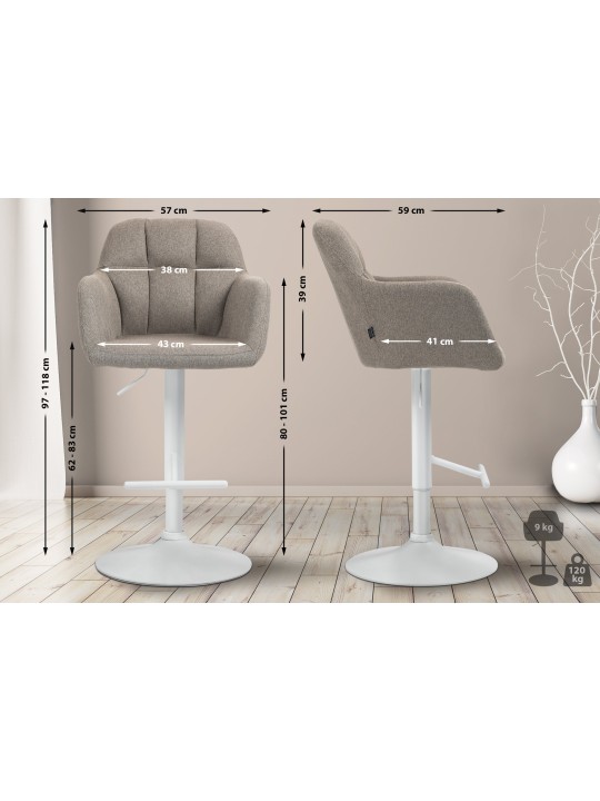 Tabouret de bar Natoma tissu, taupe