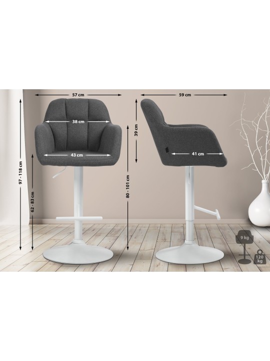 Tabouret de bar Natoma tissu, gris foncé