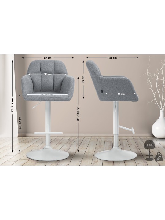 Tabouret de bar Natoma tissu, gris