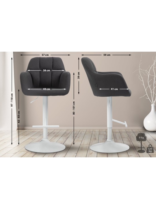 Tabouret de bar Natoma tissu, noir