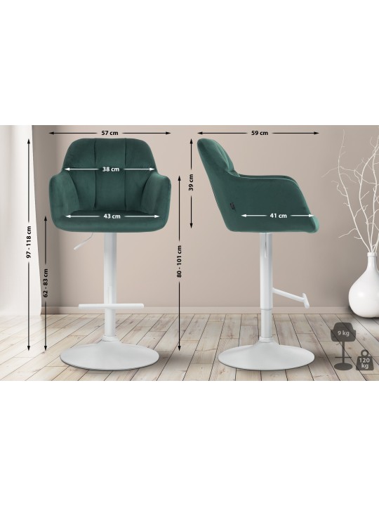 Tabouret de bar Natoma velours, vert