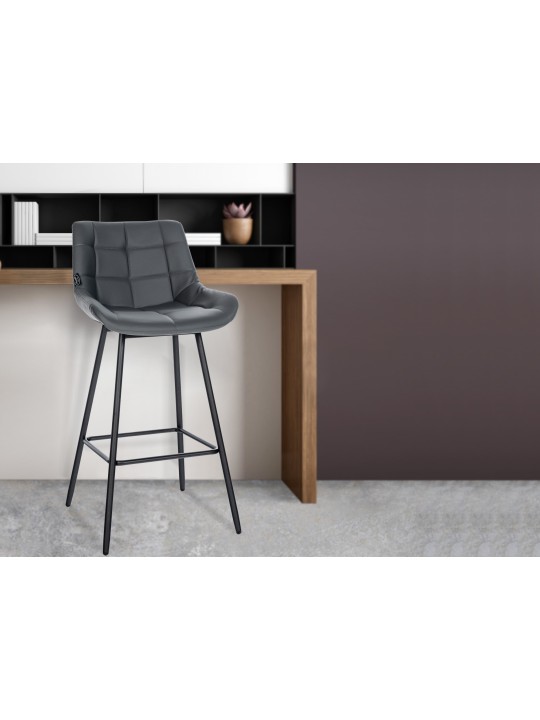 Tabouret de bar Weston simili cuir, gris