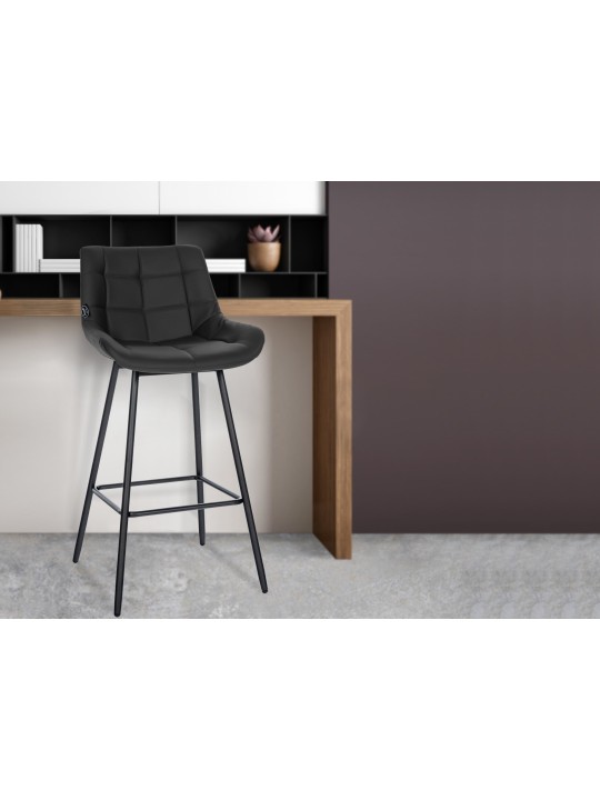 Tabouret de bar Weston simili cuir, noir