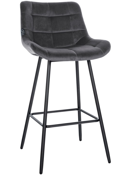 Tabouret de bar Weston velours, gris foncé
