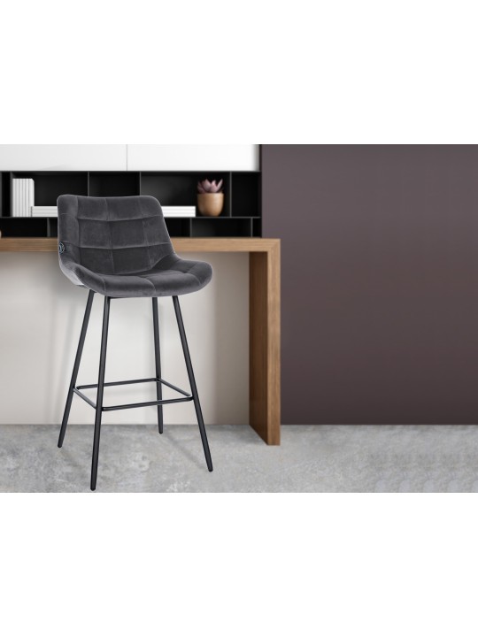 Tabouret de bar Weston velours, gris foncé